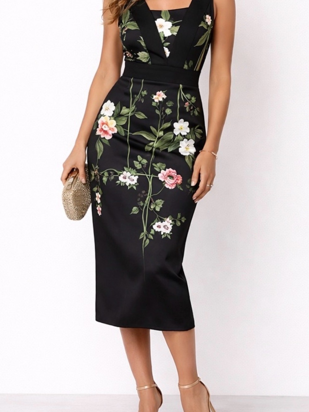 NWOT Ted Baker Kacied Midi Black Dress UK 3 / US 8
